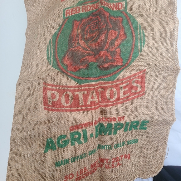 Agri-Empire Red Rose Brand Vintage Jute Advertising Feed Sack Potatoes - Picture 4 of 7